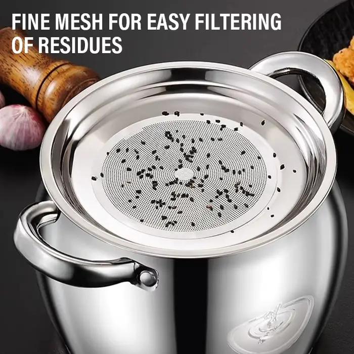 Pot de filtre à huile 4L, passoire à saindoux en acier inoxydable, passoire à huile de cuisson, conteneur de stockage de graisse, bouteille d'huile, outils de cuisine