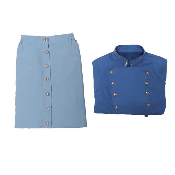Costume de cosplay Enola Holmes, veste militaire bleue à double boutonnage de style victorien pour femmes, jupe longue à manches longues, tenue vintage