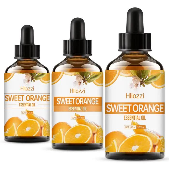 Huile essentielle d'orange douce pour aromathérapie et parfumage naturel à utiliser en voiture ou chez soi pour détente et bien-être