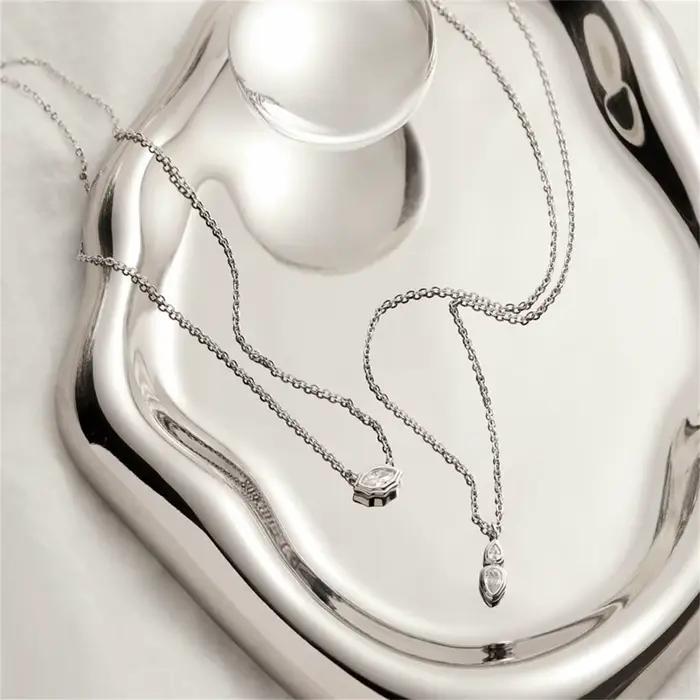 Multi Zcomprend-Collier Pendentif Rond Elliptique, Règle Minimaliste, Placage à la Mode pour la Protection des Documents