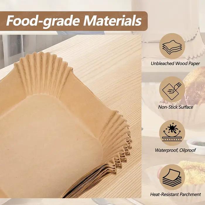 Feuilles de papier sulfurisé carrées jetables pour friteuse à air, compatibles avec la friteuse portable en verre 4-en-1 Ninja Crispi, pour contenants de 4QT et 6 tasses