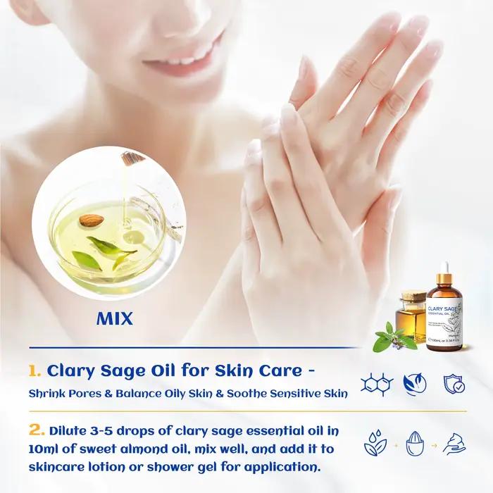 HIQILI huile essentielle de sauge claire 100ml pur naturel basilic noix de muscade pour diffuseur