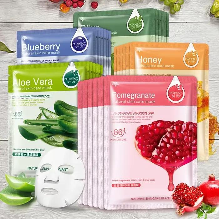 Masque facial végétal naturel, hydratant, contrôle de l'huile, anti-âge, fruits, rentabilité, feuille coréenne, beauté, soins de la peau, 30 pièces
