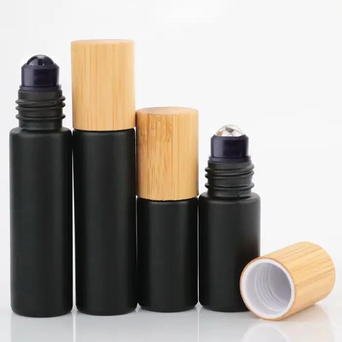 1X 10X 5ML 10ML verre noir rouleau sur bouteille huile essentielle naturel obsidienne boule