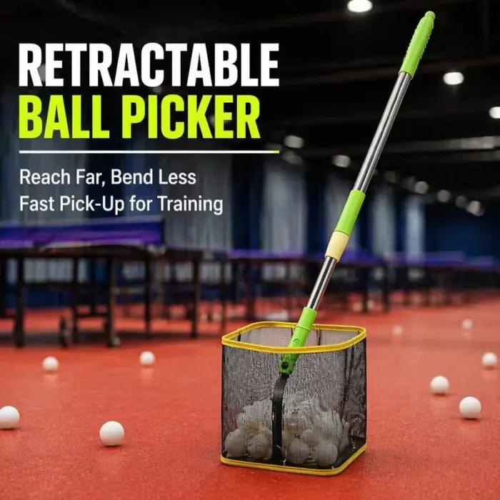 Ramasseur de balles de pickleball et de tennis de table portable, extensible, avec rouleau télescopique et panier à ressort multi-angle
